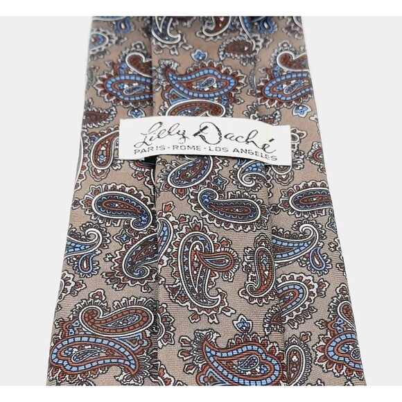 Vintage Lilly Daché Brown/Blue Silk Necktie Tie Classic Paisley Print EUC - Picture 5 of 5